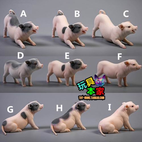 JXK JXK059 1/6比例模擬動物模型 小香豬 九款【表面植入絨毛】