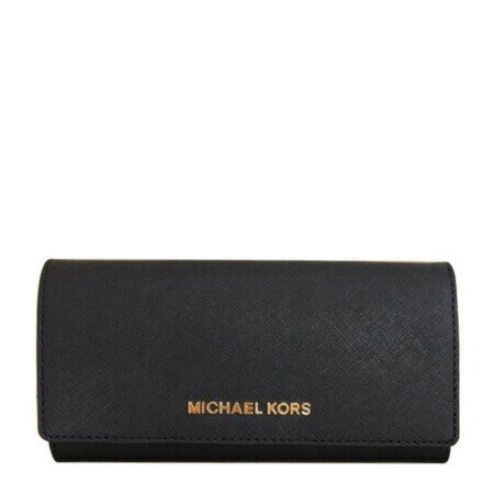 MICHAEL KORS 女款黑色牛皮長款翻蓋錢夾 35H6MYAE7M BLACK