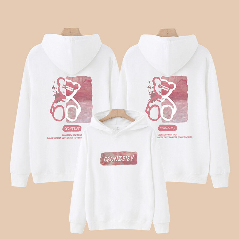 親子裝 小熊T恤 全家福 團體服 連帽T恤 純棉T恤 親子帽T 櫻桃嚴選 長袖T恤 親子T恤 情侶裝 一家三口 一家四口 班服 2