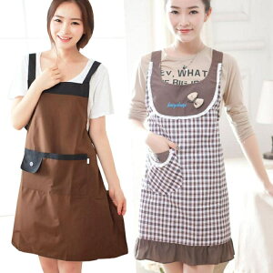 韓版時尚可愛圍裙成人女廚房做飯防水罩衣長袖洋裝大人工作服