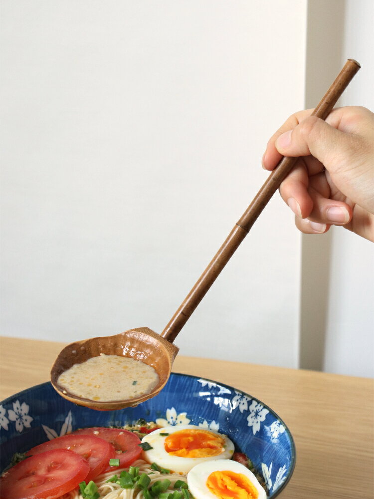 竹製長柄湯勺家用盛湯拉面勺子火鍋勺水瓢水勺廚房撈勺耐高溫手工