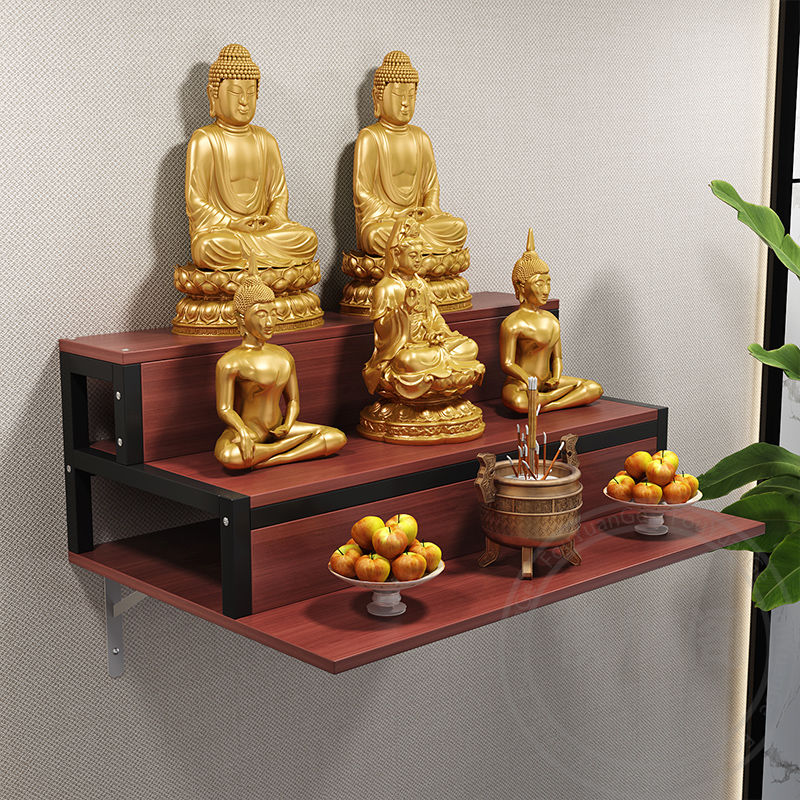 壁掛式財神爺供奉臺掛墻財神爺佛龕觀音神臺神龕供臺供桌家用佛臺 c7213