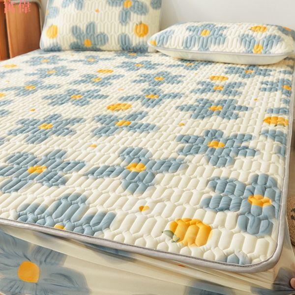 簡約精品泰國涼蓆床笠款三件式夏季可水洗空調冰絲軟席子床單夏天新款單人 雙人 床上用品 高品質舒適 4