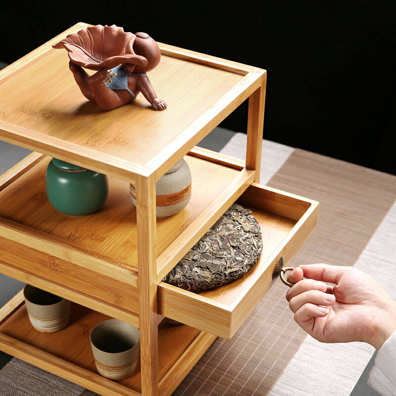 竹製茶櫃茶桌客廳展示架擺件架子置物架茶道配件收納架茶棚普洱櫃