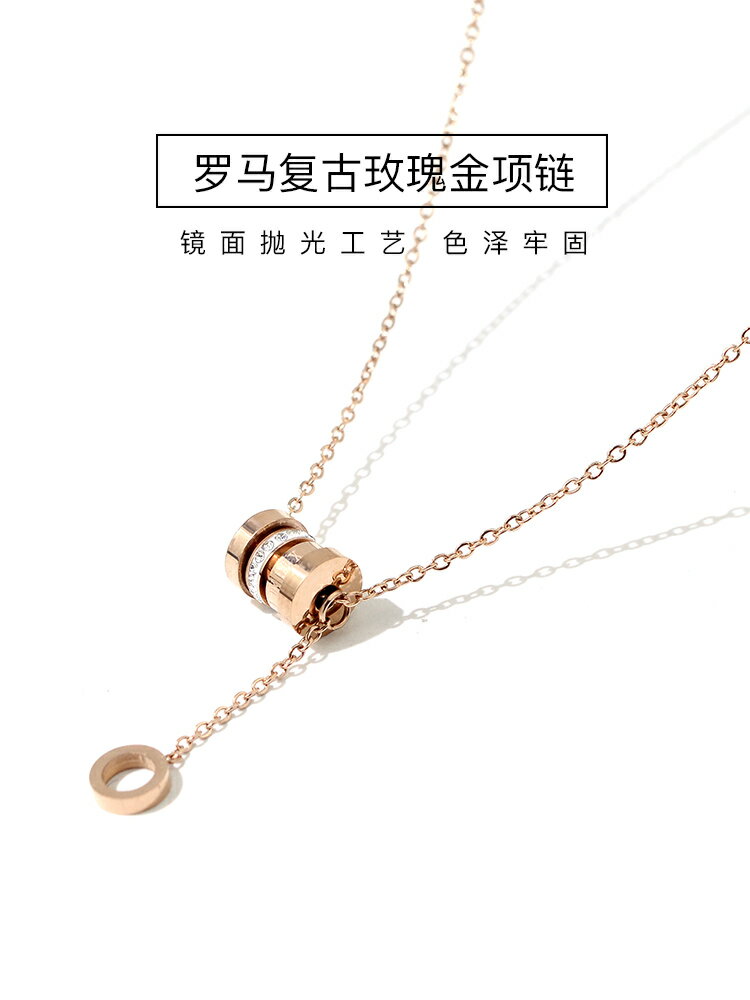 項鍊女 潮 網紅鎖骨鏈2020年新款吊墜鍍玫瑰金脖子飾品韓國氣質頸鏈