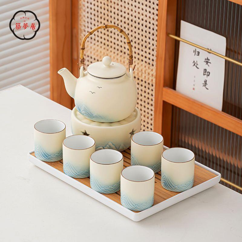 免運 工廠直銷 茶具 茶壺 功夫茶具 茶壺套裝 小清新提樑壺 茶具陶瓷茶壺 茶杯整套家用送禮溫茶爐 千里江山冬天店長推薦/特惠 工廠現貨出 特價出 全館折扣 售後保障 zm5319