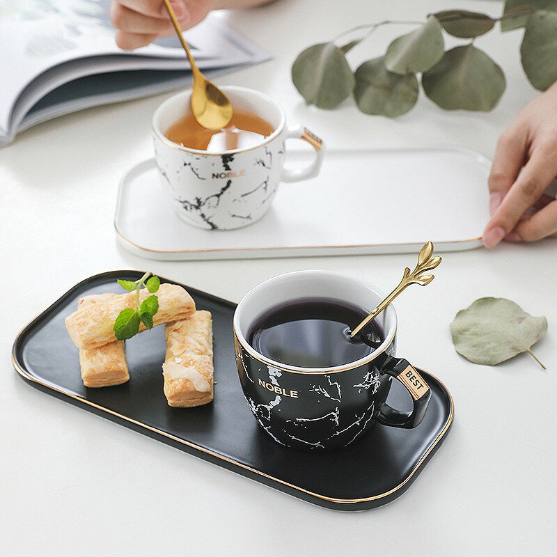 陶瓷咖啡杯碟套裝帶勺點心下午茶杯具托盤歐式創意杯子定制