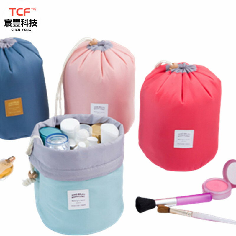 旅行韓國可愛圓筒大容量防水化妝包女生便攜整理分層洗漱包
