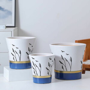 陶瓷花盆家用現代中式創意蘆葦加厚養蘭花龜背竹室內盆栽植物專用