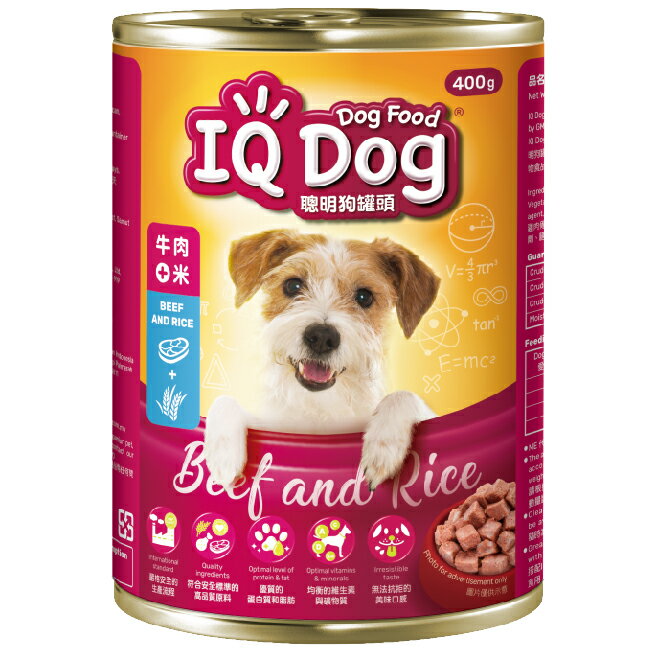 IQ Dog聰明狗罐頭 牛肉+米口味 400g