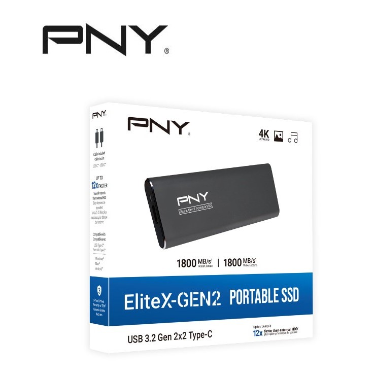 【含稅公司貨】PNY 必恩威 Elite-X USB3.2 Gen2x2攜帶式行動固態硬碟 2TB 4TB 外接式SSD