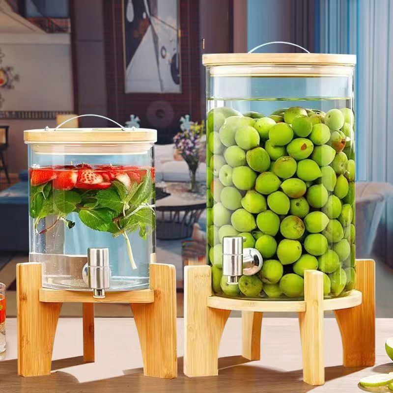 耐高溫泡玻璃瓶帶龍頭玻璃泡茶涼水壺水果茶桶可樂桶飲料桶自制/水壺/茶壺/涼水壺/冷水壺/飲料壺/冷飲壺