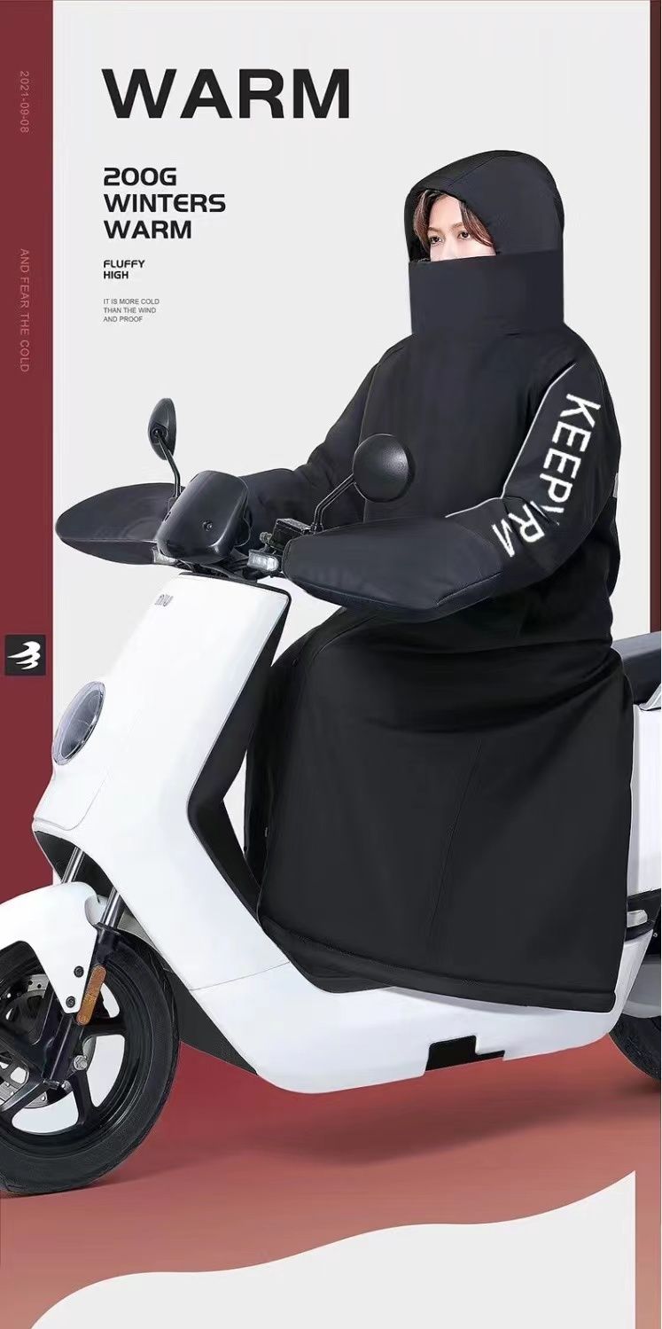 【最低價】【公司貨】電動車擋風被冬季加絨加厚電瓶電車擋風衣防寒防水保暖摩托擋風罩 5