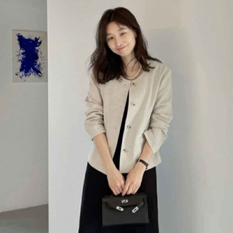 現貨+預購 罩衫棉麻防曬外套-韓版文藝純色短版女外套2色74ke13【獨家進口】【米蘭精品】