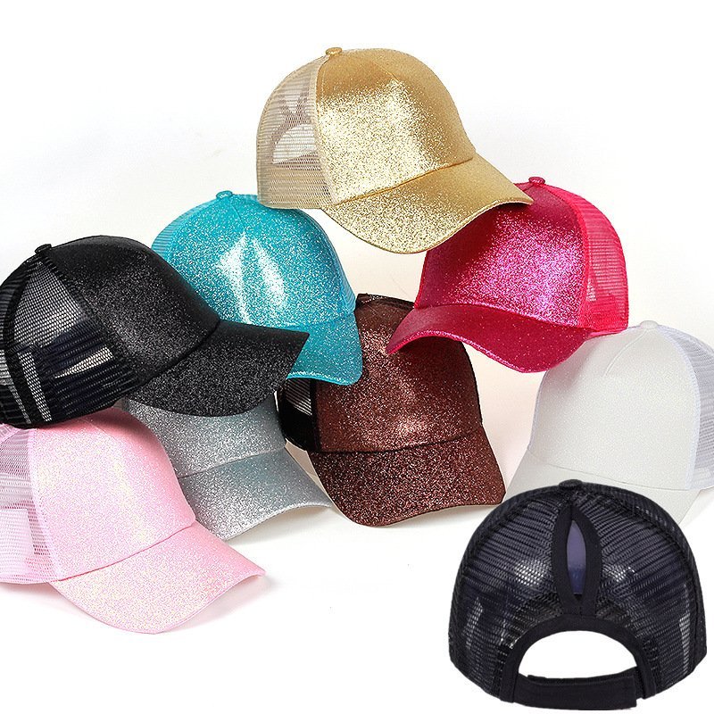 FIND 韓國品牌棒球帽 亮片 閃亮 女士純色馬尾 時尚街頭潮流 帽子 太陽帽 鴨舌帽