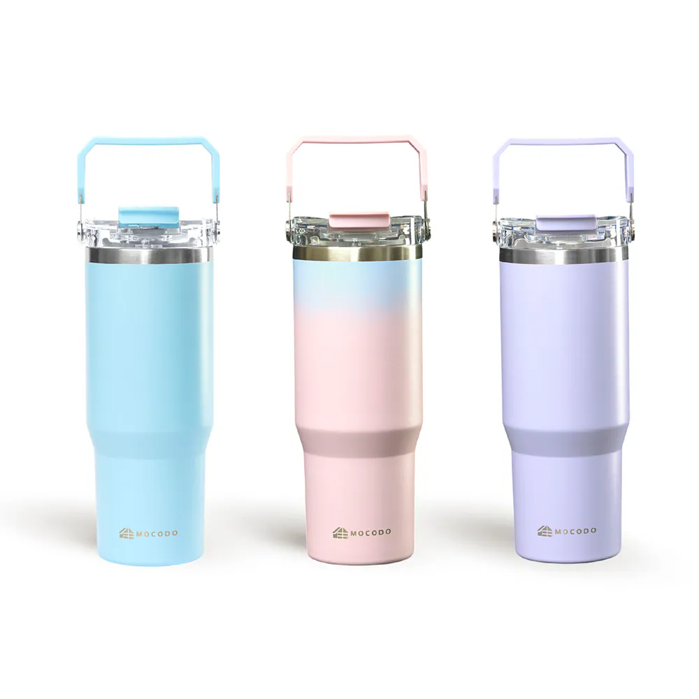 【晨光】【夏日新色上市】伴佳家mocodo 陶瓷雙飲提提杯 直飲/吸管兩用 900ml(天空藍 038096/晨曦紫 714392/粉藍漸層 038119)【現貨】