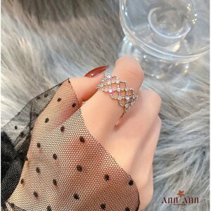 韓風 時尚網紅 超閃鏤空鑲鑽戒指