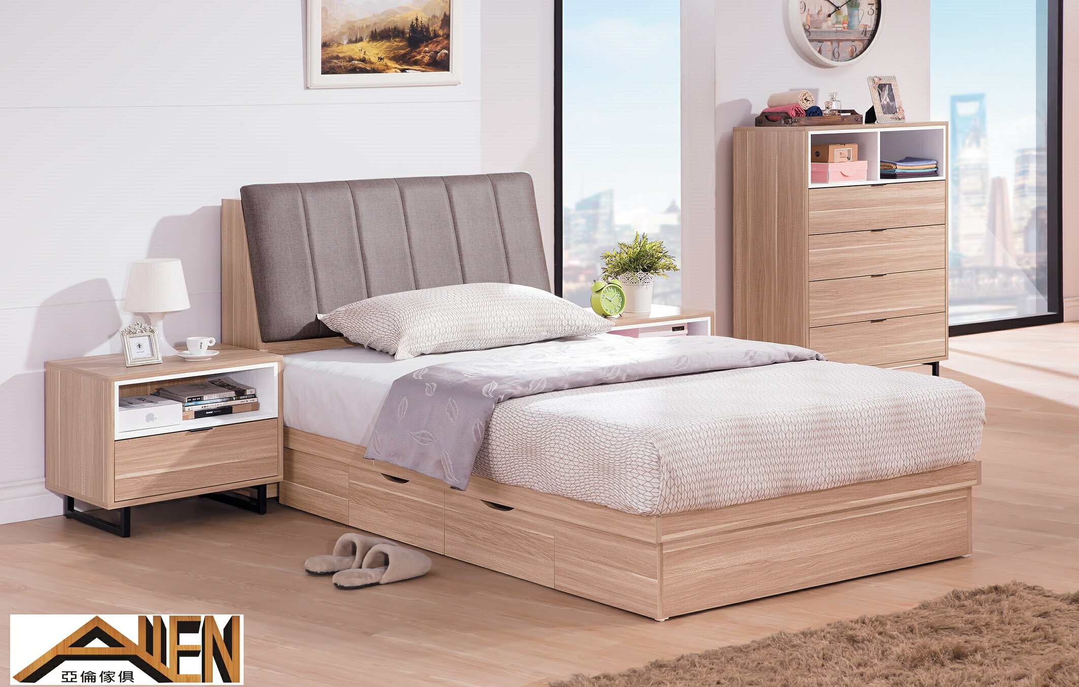 亞倫傢俱*米可3.5尺床頭箱 1