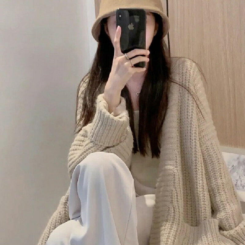 纖婕芙針織衫開衫外套潮2022秋季新款設計感小眾中長款百搭毛衣女