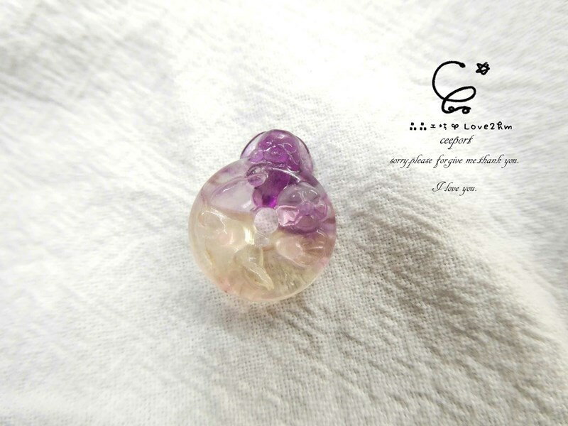 螢石雕刻件兔兔甜甜圈 螢石 水晶飾品 晶晶工坊-love2hm