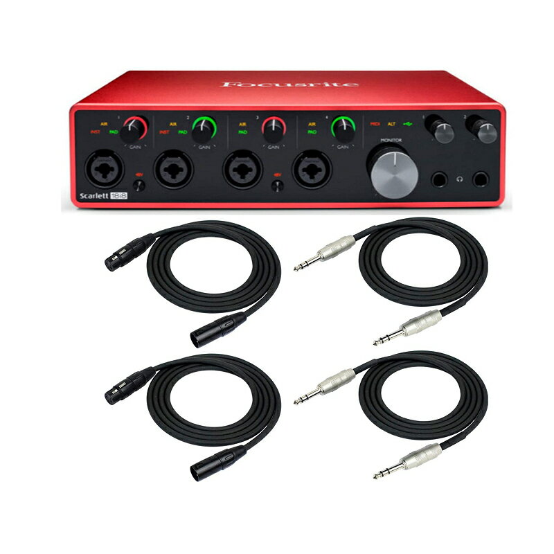 Focusrite 18i8 3rd Gen 錄音介面 18x8 USB Audio Interface Scarlett usb with 2 XLR and 2 1/4-Inch TRS Cables [2美國直購]