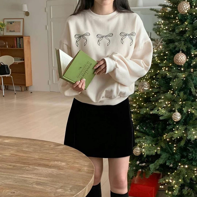 ANNAS 正韓蝴蝶結衛衣 長袖大學T 網紅穿搭 韓國蝴蝶結T 緞帶 小蝴蝶結 7