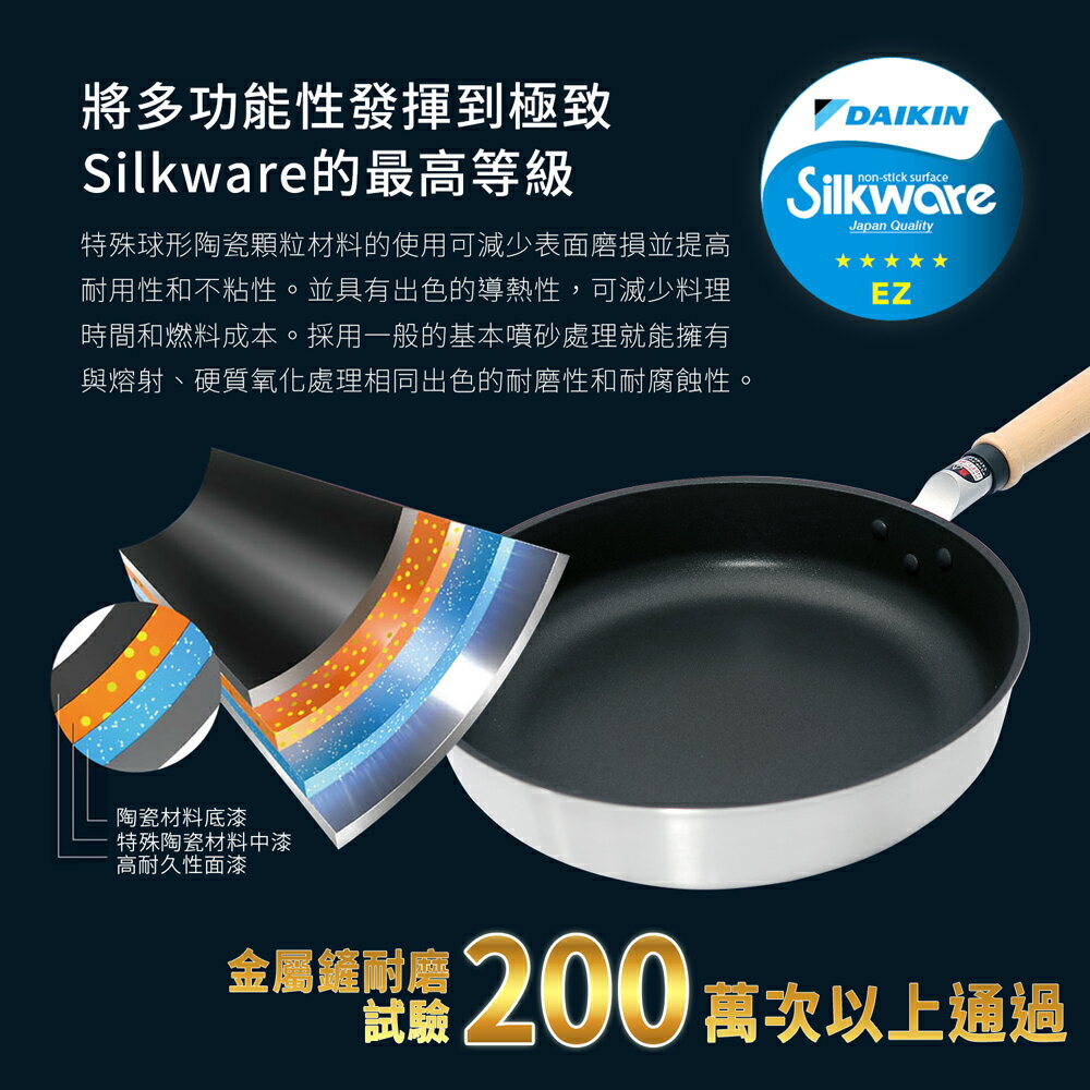 【日本北陸hokua】日本製Mystar輕量級不沾黑金鋼平底鍋 26cm可使用金屬鏟 3