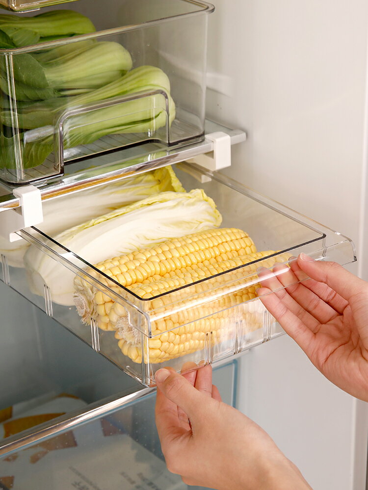 優購生活 冰箱抽屜式收納盒透明水果蔬菜保鮮盒懸掛專用雞蛋盒食品整理神器