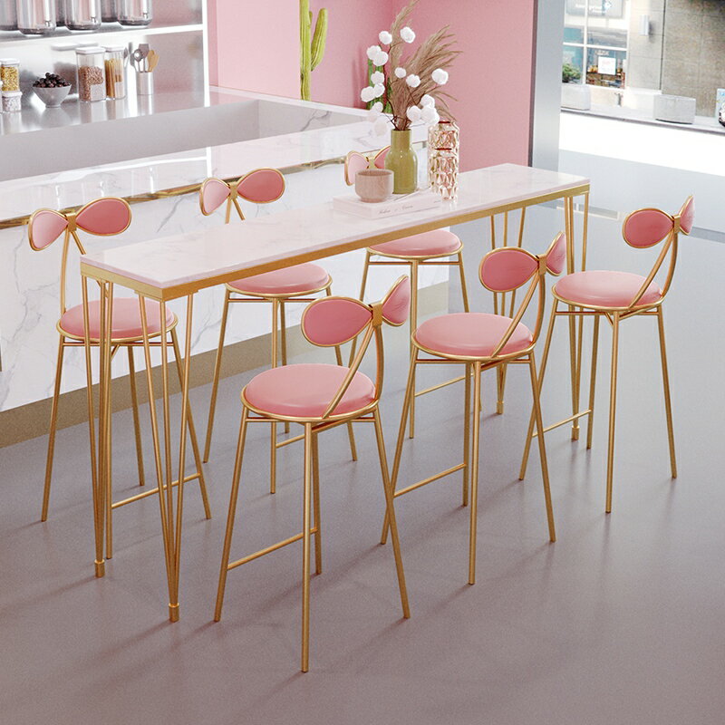 北歐小吧臺桌ins甜品網紅奶茶店高腳桌椅家用靠墻簡約長條桌椅