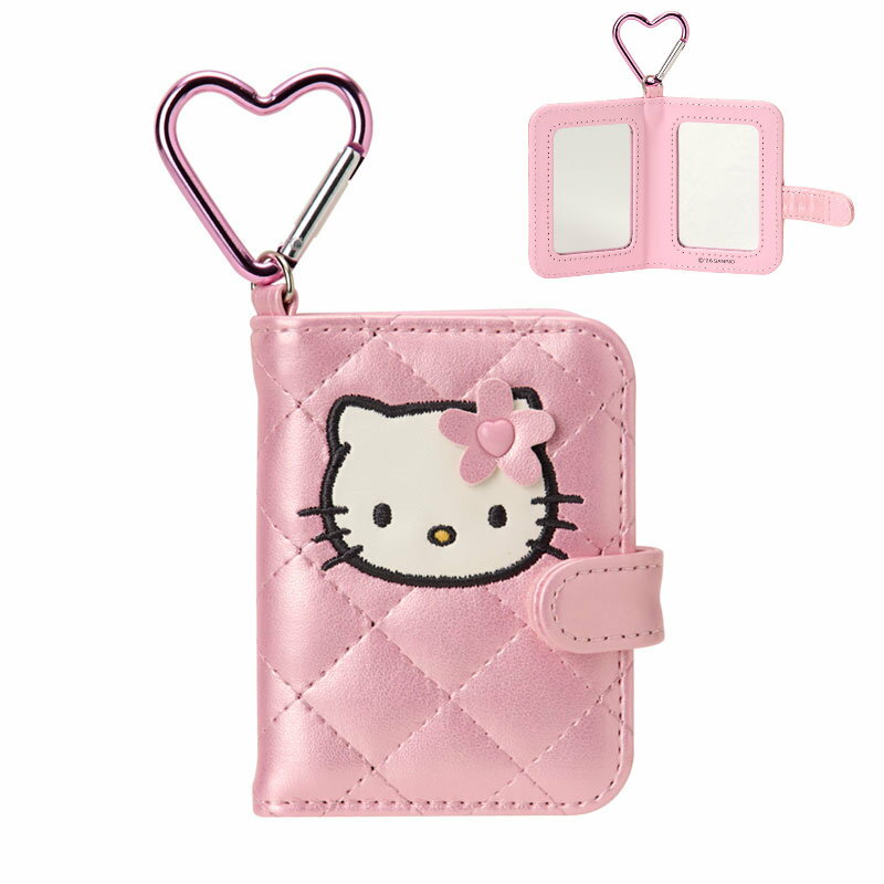 Hello kitty凱蒂貓商品推薦asdfkitty*KITTY 菱格紋 皮質 隨身鏡子附扣環鑰匙圈-粉紅色-有放大鏡-日本正版商品。就在asdfkitty可愛家精品店Hello kitty凱蒂貓商品推薦Hello Kitty凱蒂貓周邊商品