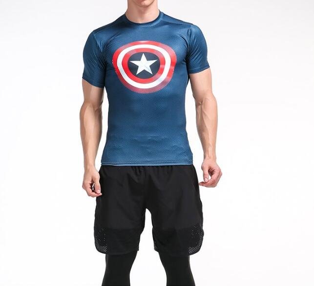 FINDSENSE MD 日系 時尚 男 胸前星星標誌 高彈力 緊身運動短T 訓練服 跑步 健身T恤 3D圖案 短袖T恤