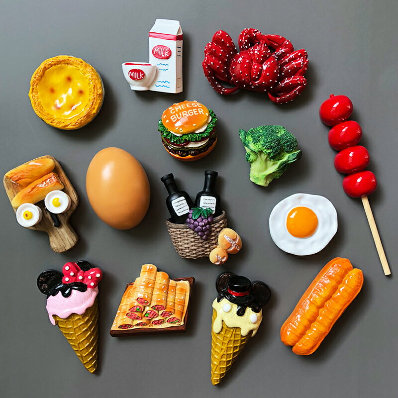 創意3D立體冰箱貼磁貼 北歐ins裝飾磁力食物一套可愛卡通磁鐵定制