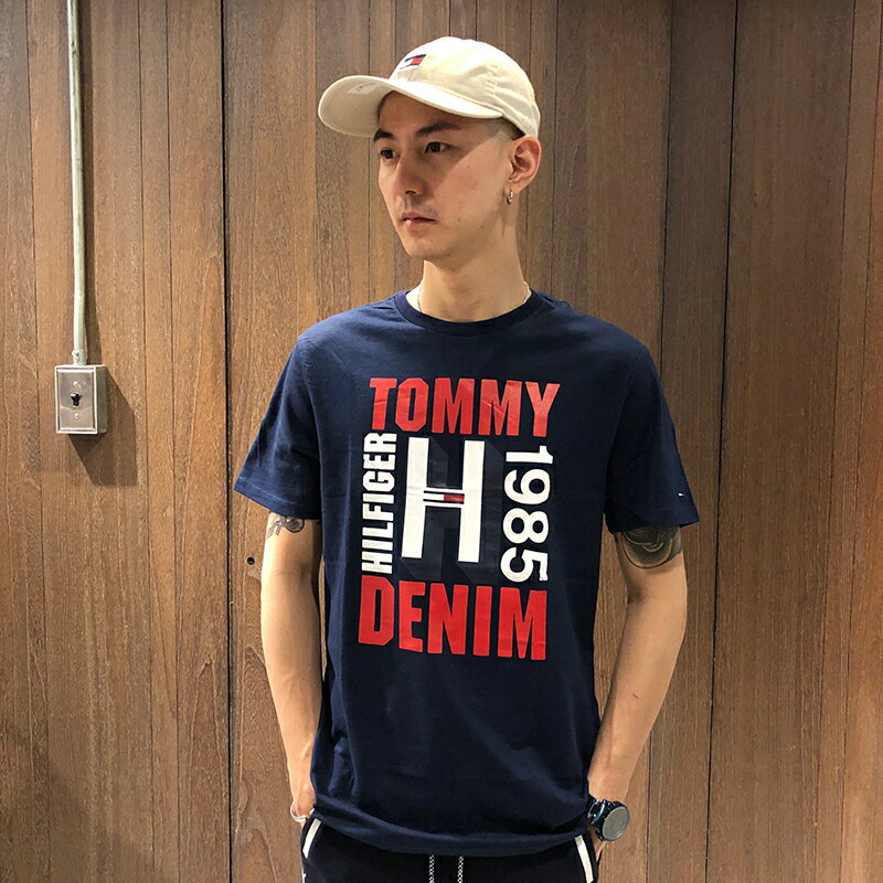 美國百分百【Tommy Hilfiger DENIM】T恤 TH T-shirt 短袖 短T 深藍色 S號 AW05