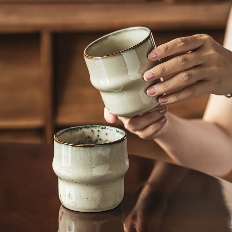 咖啡杯 免運 快速出貨 日式復古窯變釉陶瓷無把杯咖啡杯牛奶杯家用高顏值喝水杯子品茗杯SS09公司貨