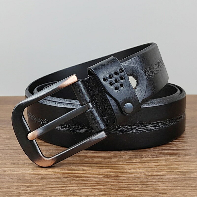 皮帶真皮腰帶-牛皮休閒復古青年男配件4色74jq30【米蘭精品】【獨家進口】