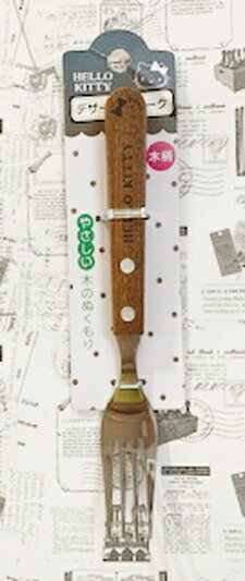 【震撼精品百貨】Hello Kitty 凱蒂貓 三麗鷗 kitty 日本不銹鋼木柄叉子(18.5CM)#16780 震撼日式精品百貨