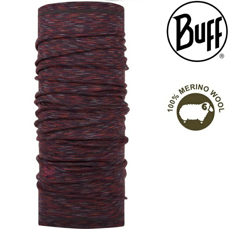 Buff 舒適條紋-美麗諾羊毛頭巾 117819-923 頁岩紅