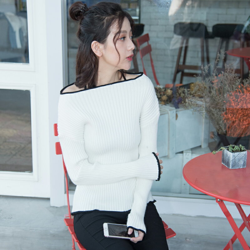 2021秋季新款韓版套頭毛衣女撞色寬松長袖加厚針織打底衫內搭時尚