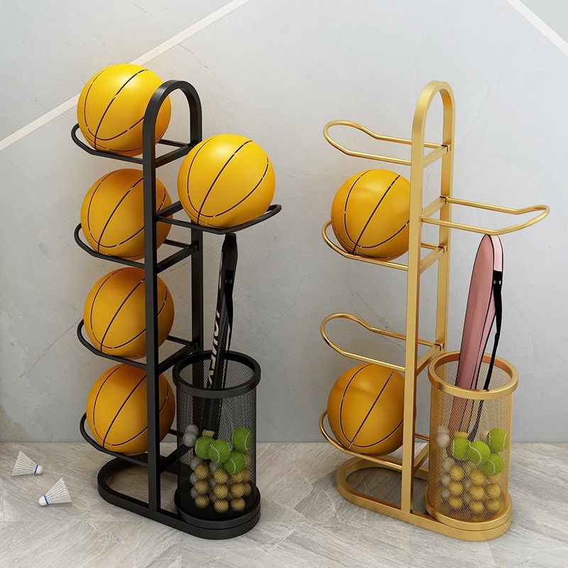 家用運動收納架籃球足球排球羽毛球拍健身器材擺放整理置物架球架