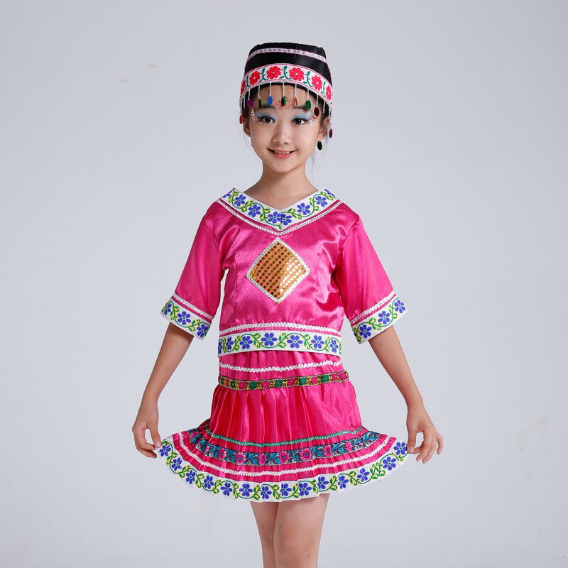 三月三兒童壯族演出服傈傈族表演服男女童舞蹈服裝56個民族