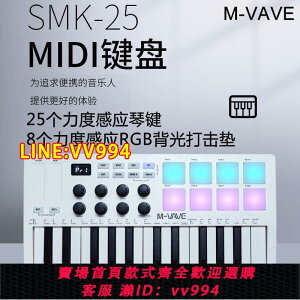 可打統編 無線MIDI鍵盤25鍵盤打擊墊迷笛控制器藍牙便攜式音樂編鍵盤充電款