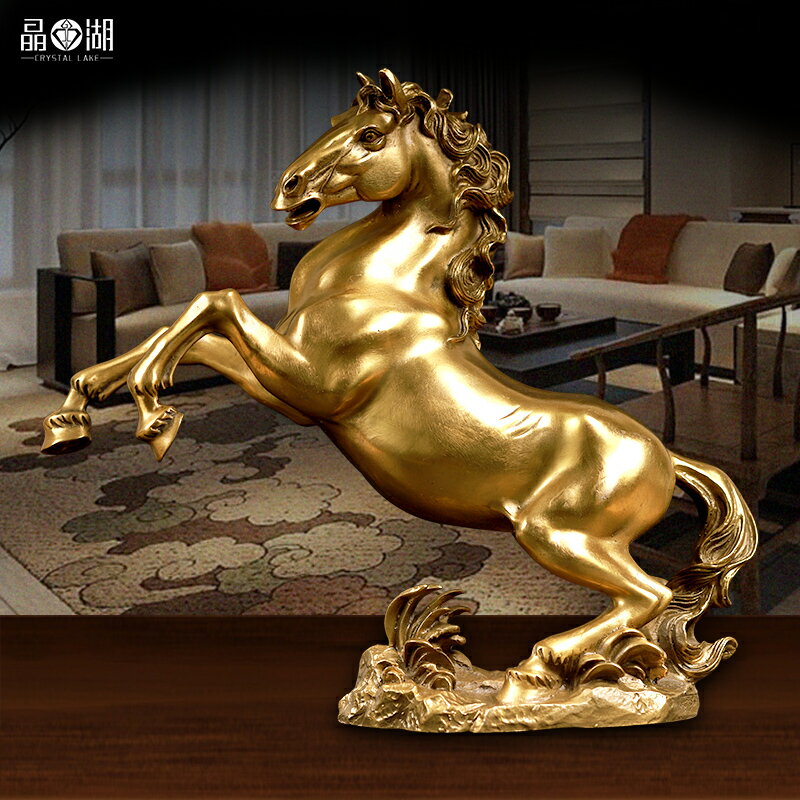 純黃銅生肖馬風水擺件創意家居客廳裝飾品馬到成功店鋪開業禮品