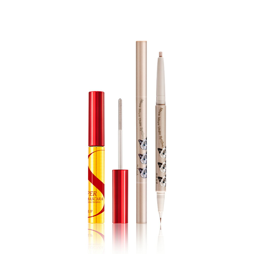 MKUP 美咖【新品上市】Super纖長電眼睫毛膏+水汪汪大眼雙頭臥蠶筆