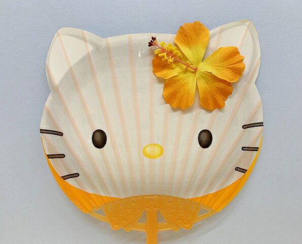 【震撼精品百貨】Hello Kitty 凱蒂貓 凱蒂貓 HELLO KITTY扇子-立體扶桑花#70381 震撼日式精品百貨