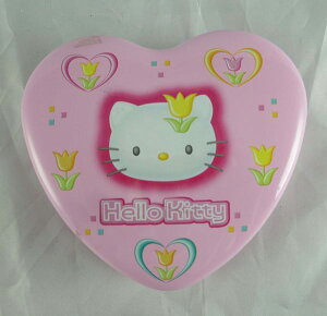 【震撼精品百貨】Hello Kitty 凱蒂貓 心型置物鐵盒-鬱金香 震撼日式精品百貨