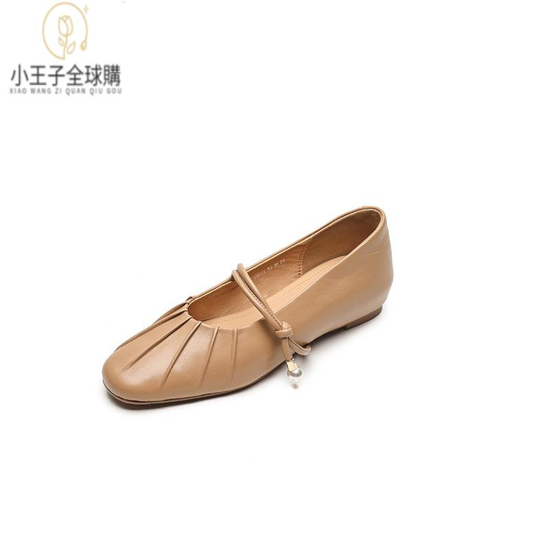 【公司現貨速發】免運 開發票 小短靴 堆堆靴 真皮女鞋 羊皮鞋 小皮鞋 樂福鞋法式復古羊皮奶奶鞋秋圓頭平底內增高一字帶休閑舒適褶皺女鞋 定製