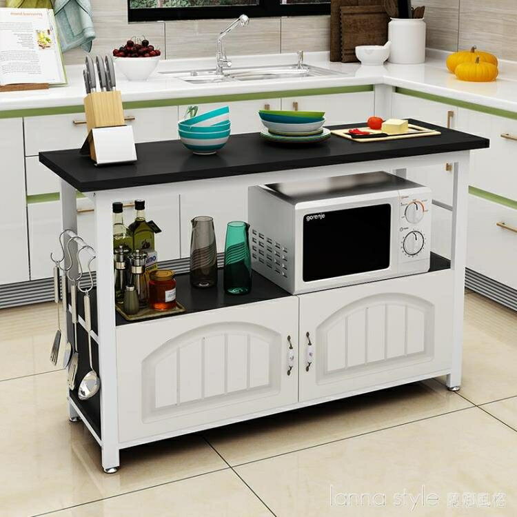 【九折】廚房置物架簡易操作台收納架落地多層微波爐架收納櫃儲物架切菜桌 YTL