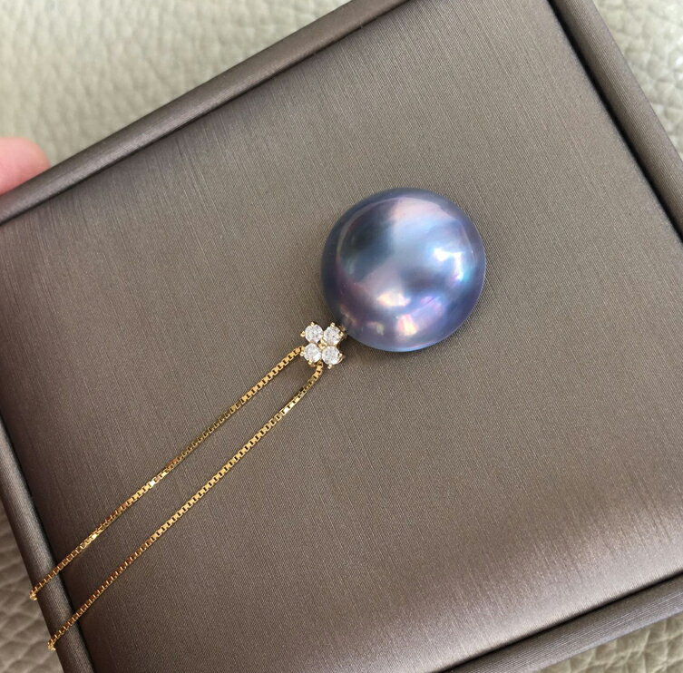 17-18mm馬貝珠吊墜18K金海水馬貝珍珠吊墜項鏈炫彩鏡面光天女無瑕 1