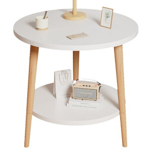 客廳小茶幾多功能極簡北歐床頭桌陽臺小圓桌 簡約雙層茶幾