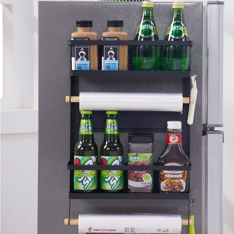 跨境亞馬遜超級款折疊磁鐵冰箱架磁性置物架廚房用品壁掛式收納架